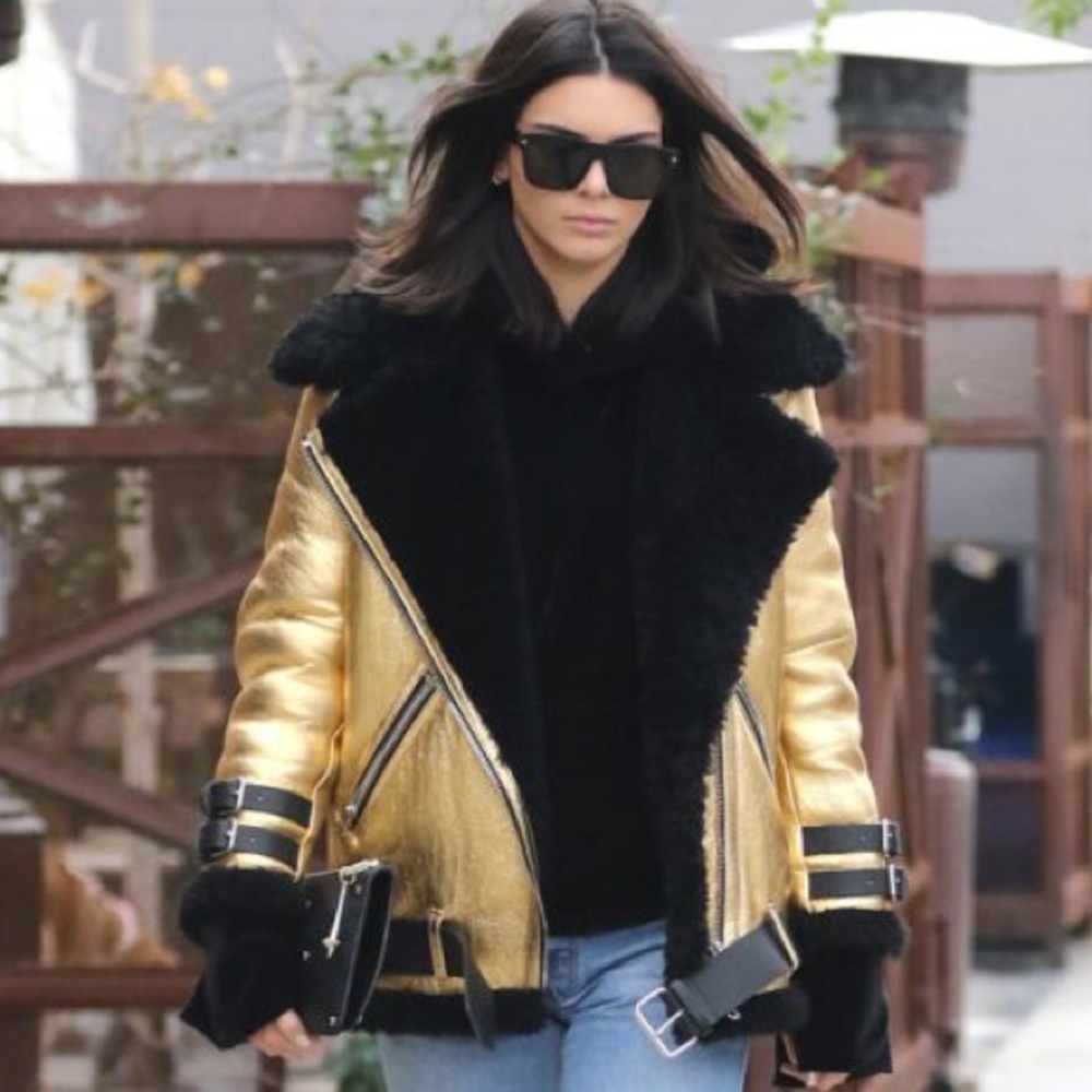 Acne Studios Black/Gold velocite shearling coat - Picture 2 of 10